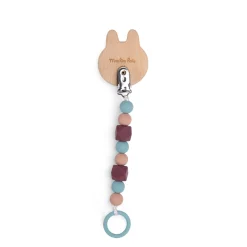Moulin Roty Attache-tétine bois et silicone lapin Multicolore