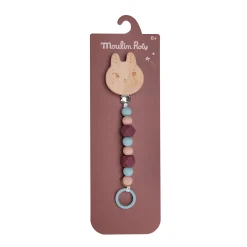Moulin Roty                    Attache-tétine bois et silicone lapin    Multicolore