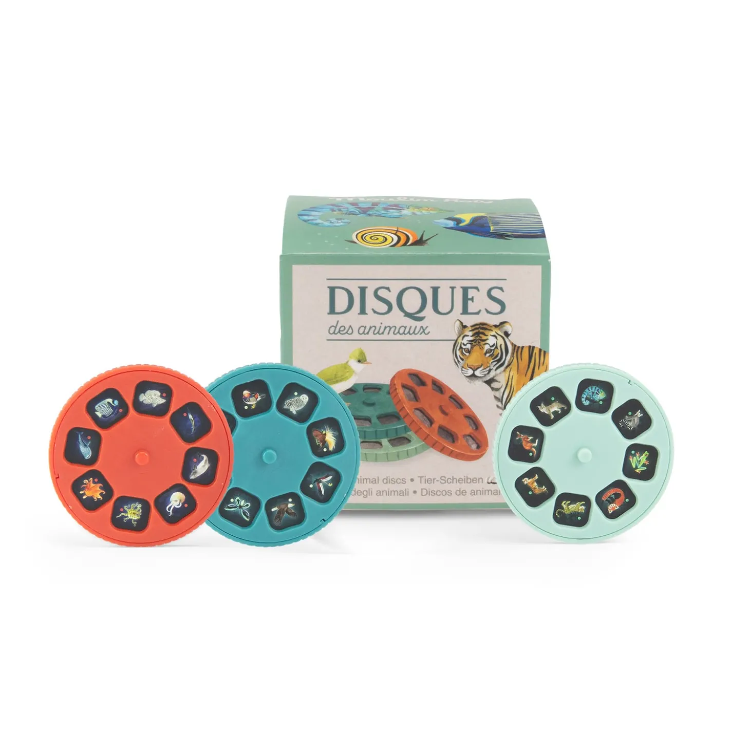Moulin Roty Boîte de 3 disques pour projecteur Tout autour du monde Vert et rouge