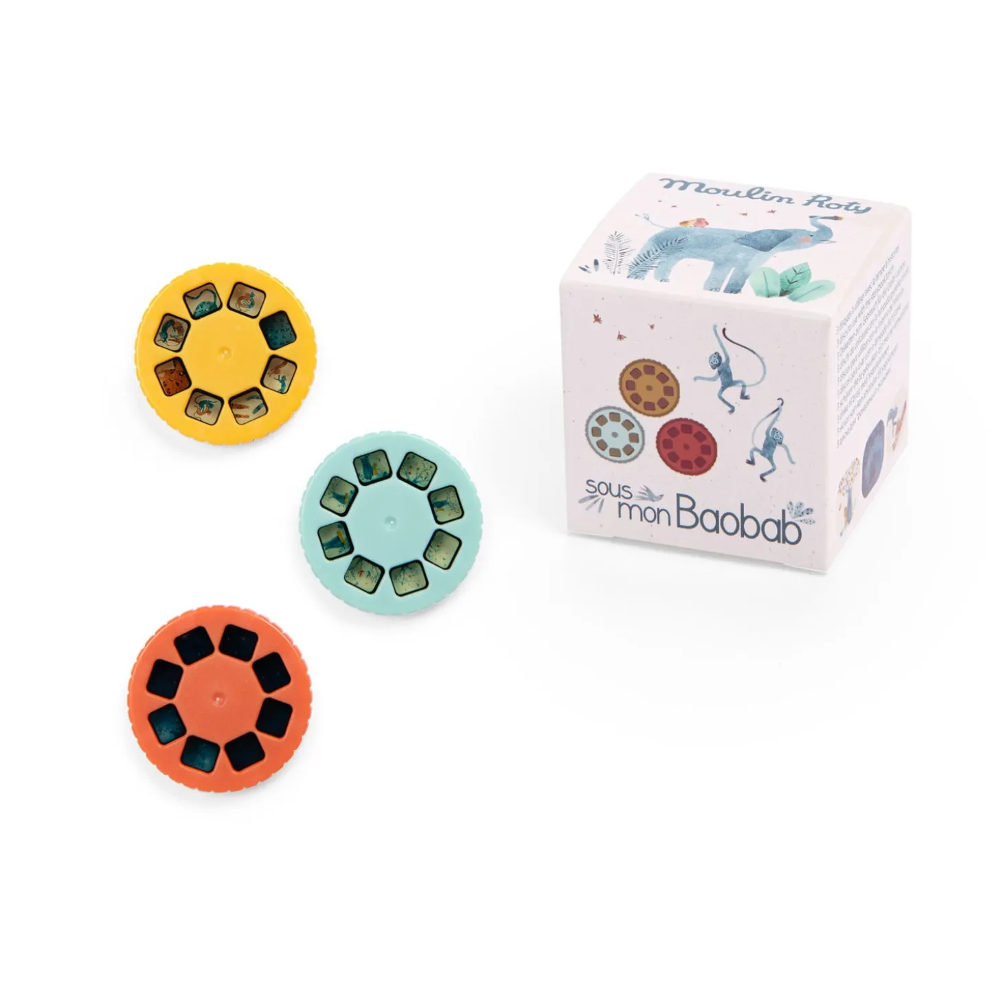 Moulin Roty Boîte de 3 disques pour lampe à histoires Sous mon baobab Multicolore