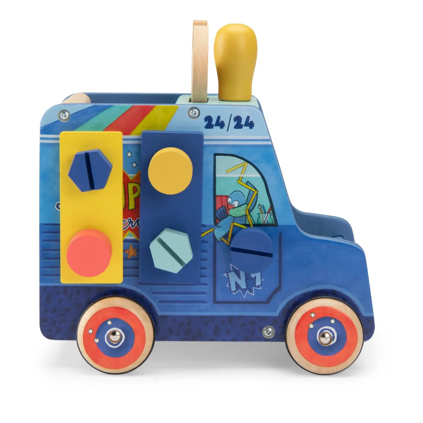 Moulin Roty Camionnette d'activités bricoleur Puce & Pilou Bleu/rouge