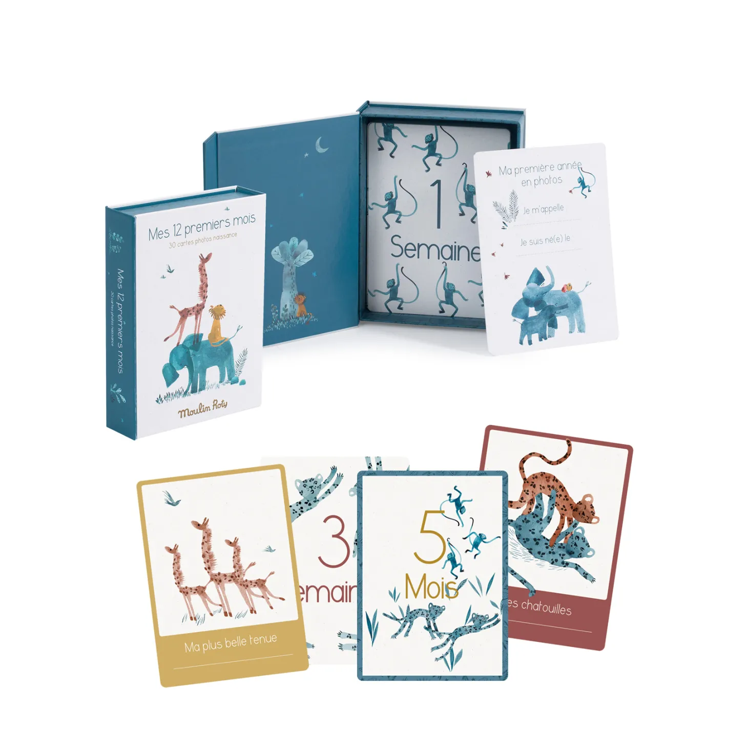 Moulin Roty Cartes Mes 12 premiers mois Sous mon baobab