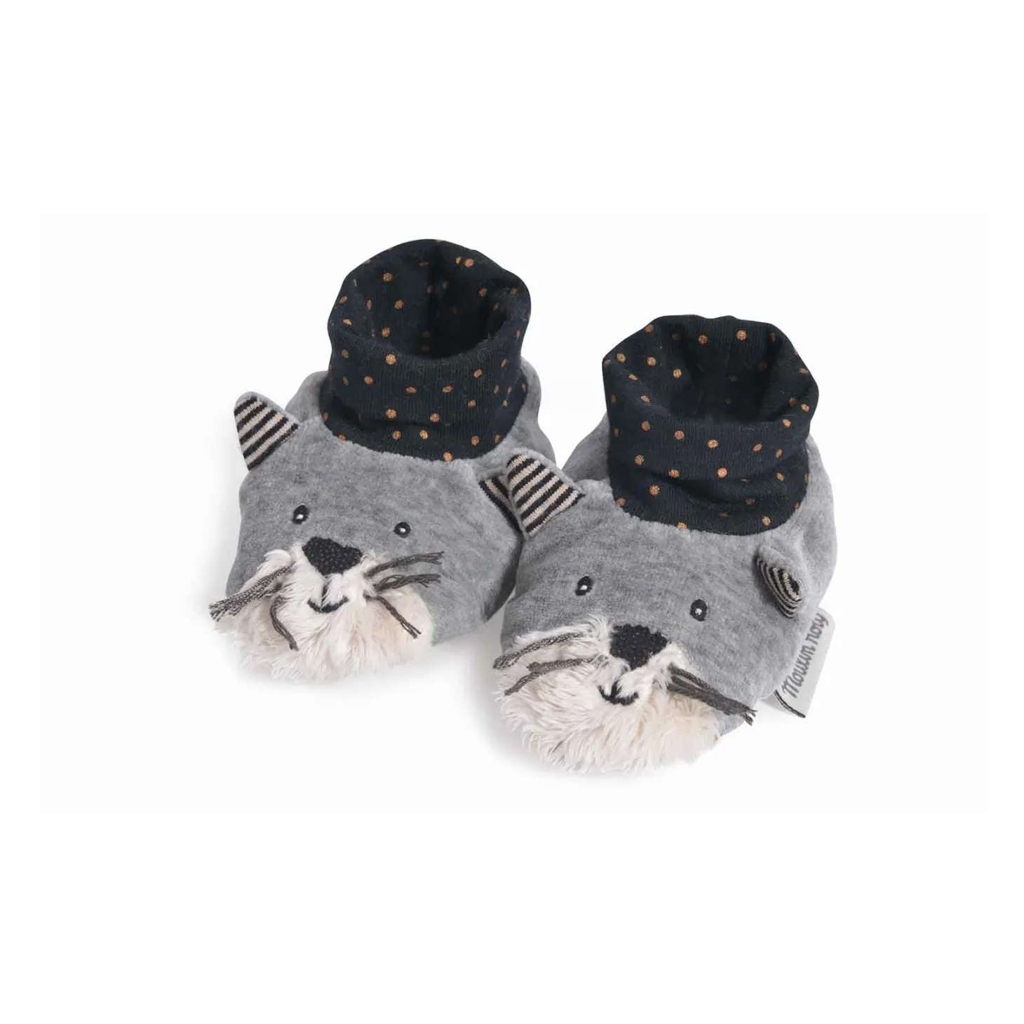 Moulin Roty Chaussons chat Fernand Les Moustaches Mixte 0-6 mois