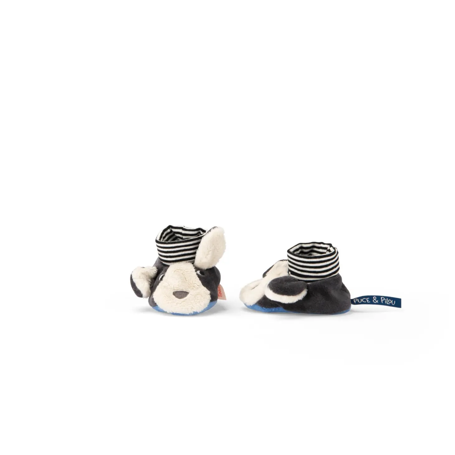 Moulin Roty Chaussons chien Puce Puce & Pilou Bleu/Crème 0-6 mois