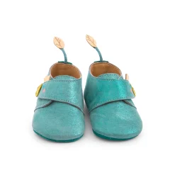 Moulin Roty                    Chaussons cuir oie  Le voyage d'Olga    Bleu