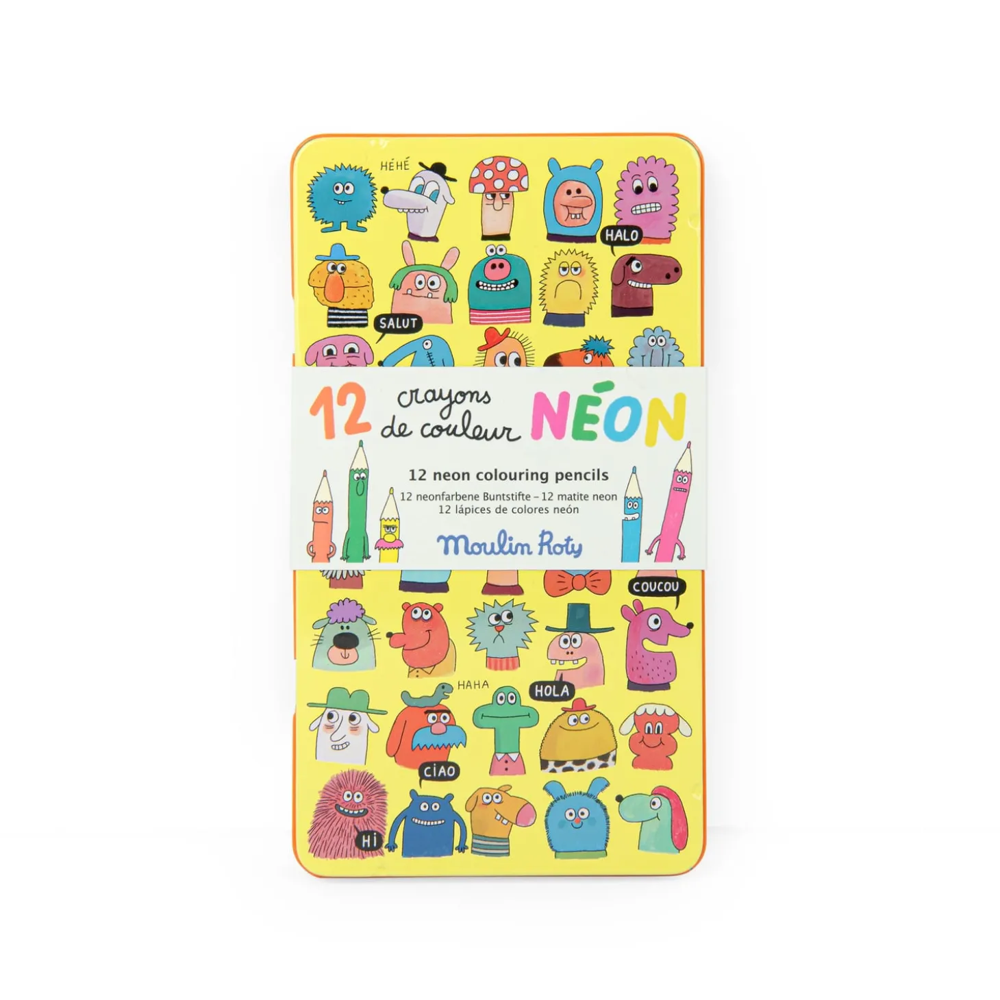 Moulin Roty 12 crayons de couleur néon Les Schmouks Multicolore