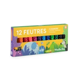 Moulin Roty 12 gros feutres pointes coniques Les Toupitis Multicolore
