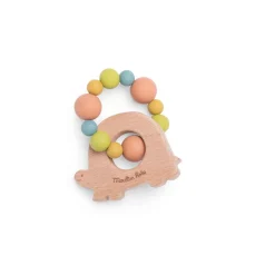 Moulin Roty Hochet anneau de dentition bois et silicone tortue