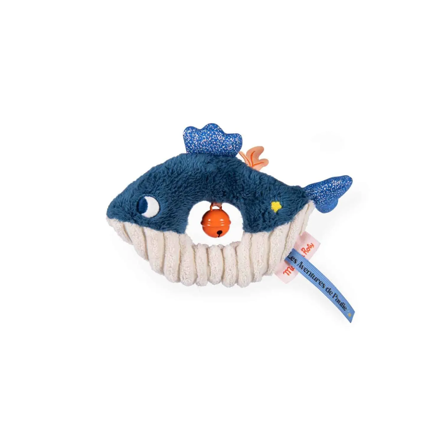 Moulin Roty Hochet baleine Les aventures de Paulie Bleu /Crème 16 cm