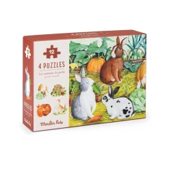 Moulin Roty                    4 mini puzzles des animaux Le Jardinier Le Jardin du Moulin    Multicolore