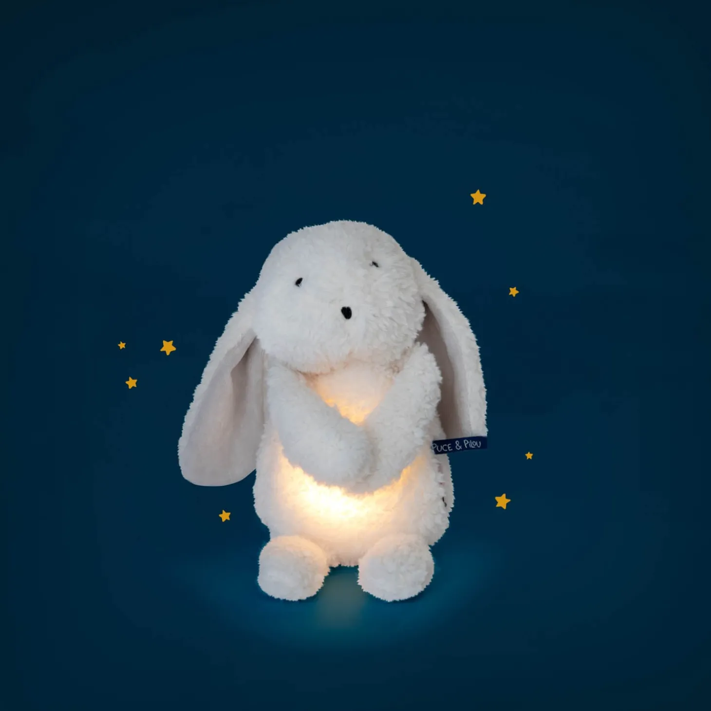 Moulin Roty Peluche Lapin lumineux Puce & Pilou Crème