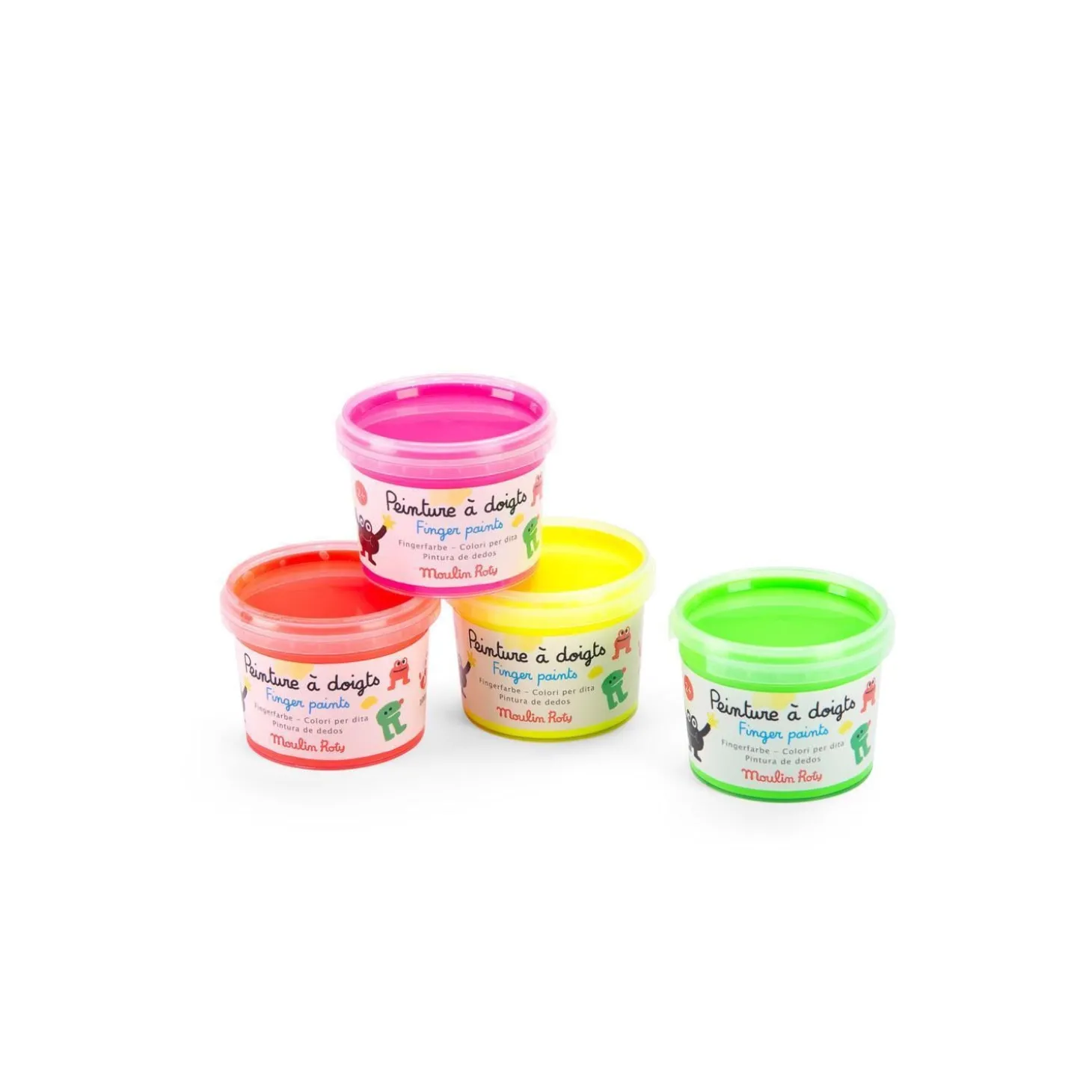 Moulin Roty 4 pots de peinture à doigts Les Schmouks Multicolore