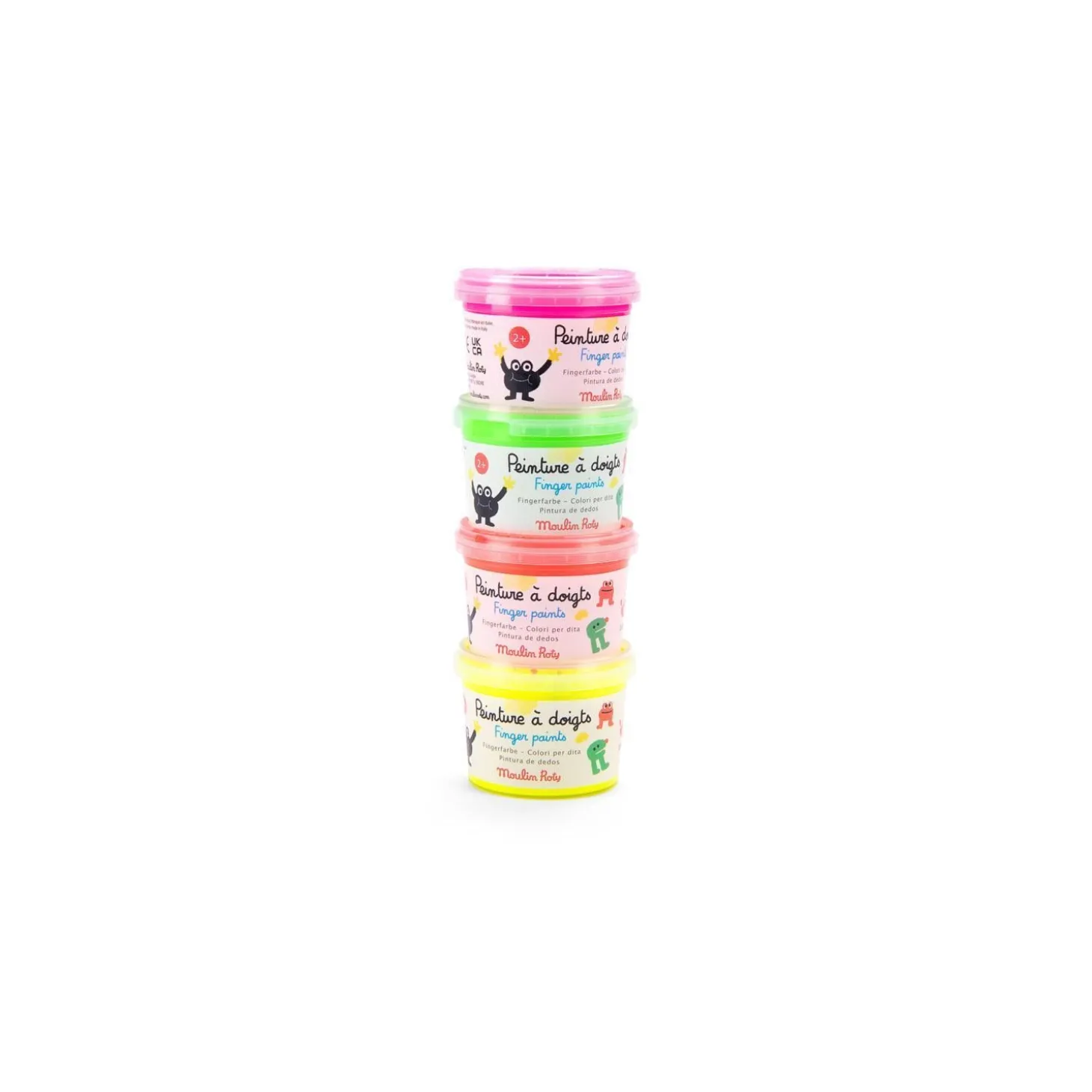 Moulin Roty 4 pots de peinture à doigts Les Schmouks Multicolore