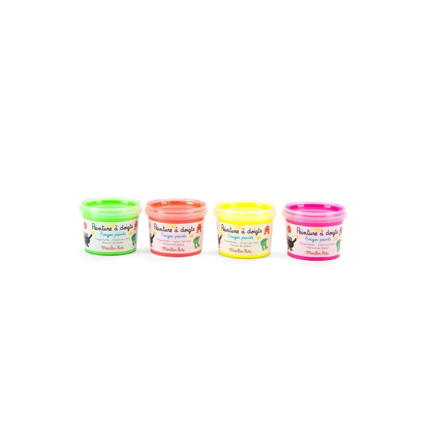Moulin Roty 4 pots de peinture à doigts Les Schmouks Multicolore