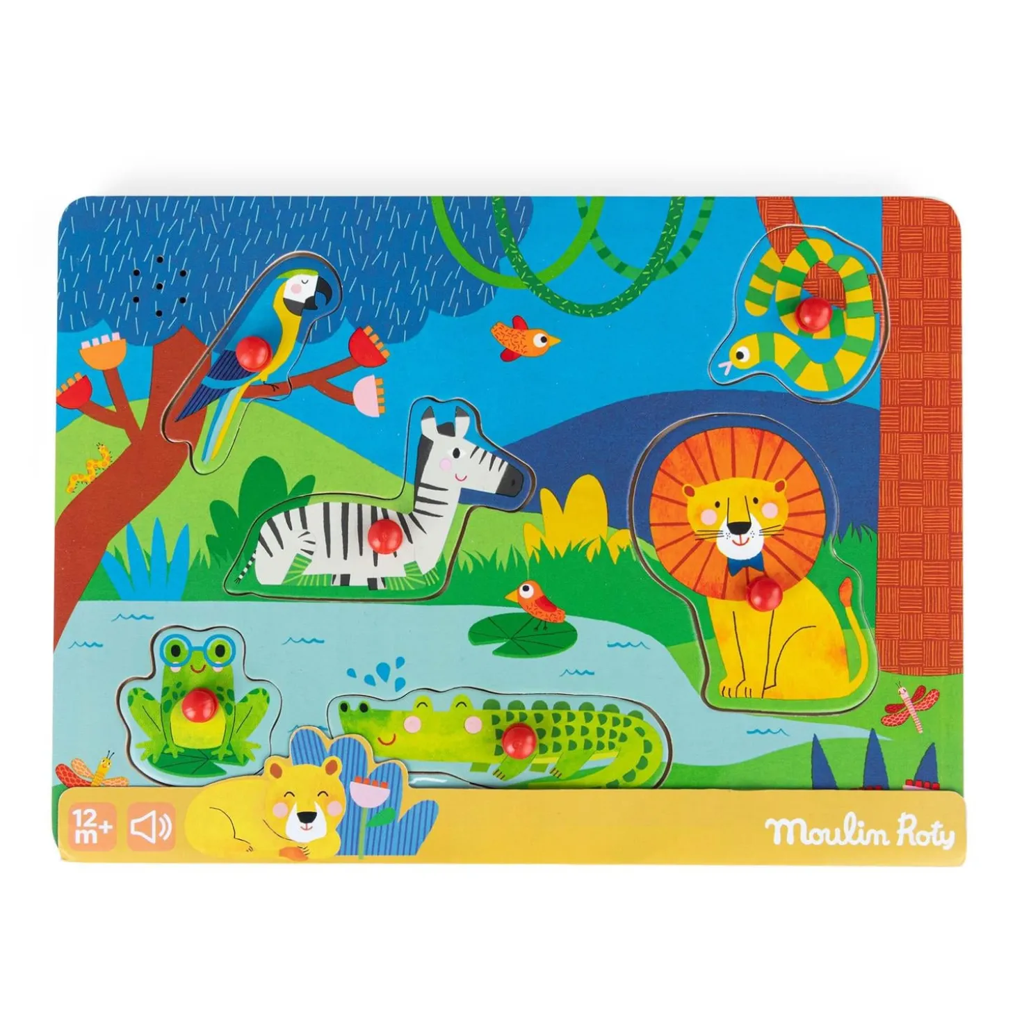 Moulin Roty Puzzle sonore animaux en bois Les Toupitis Multicolor