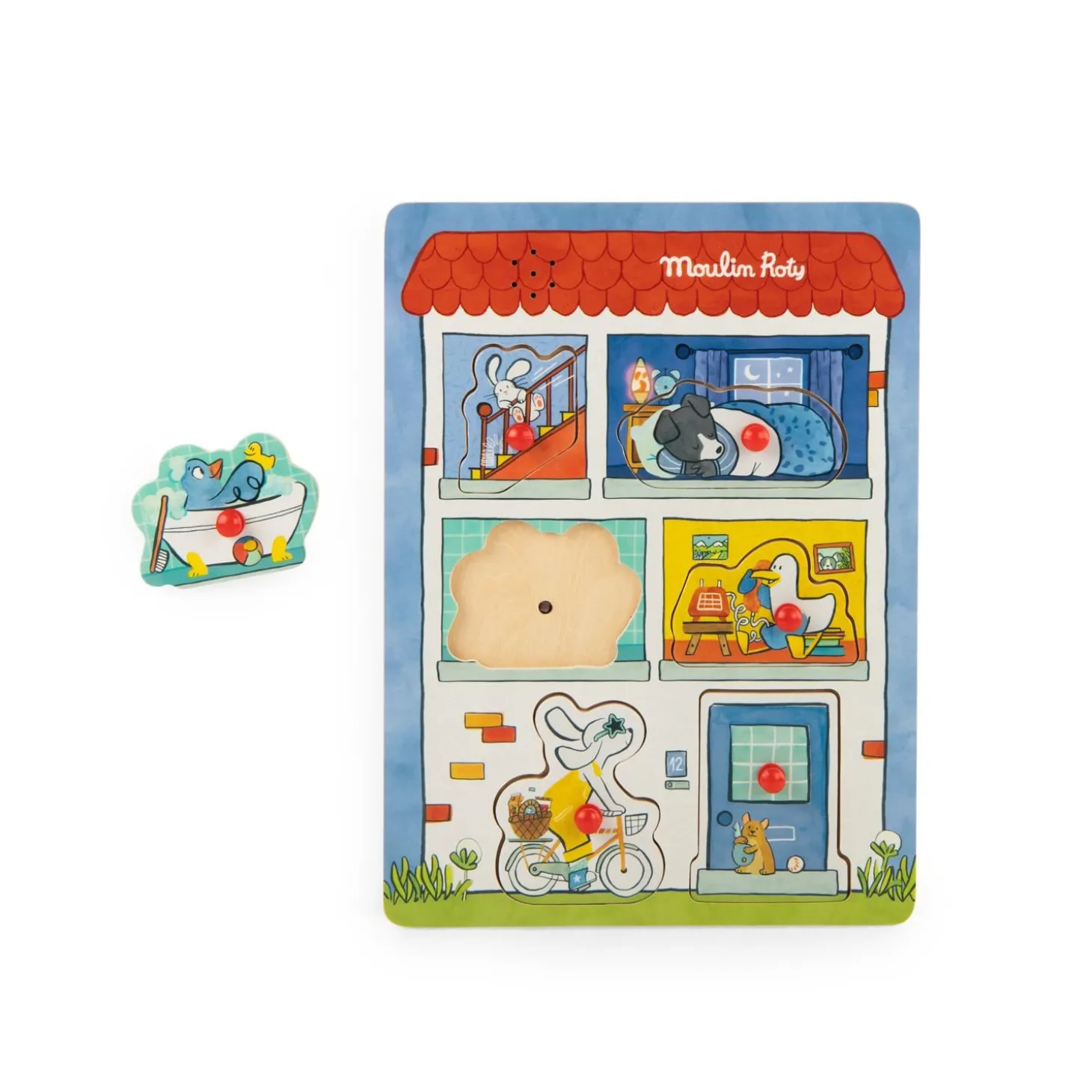 Moulin Roty Puzzle sonore Puce & Pilou Multicolore