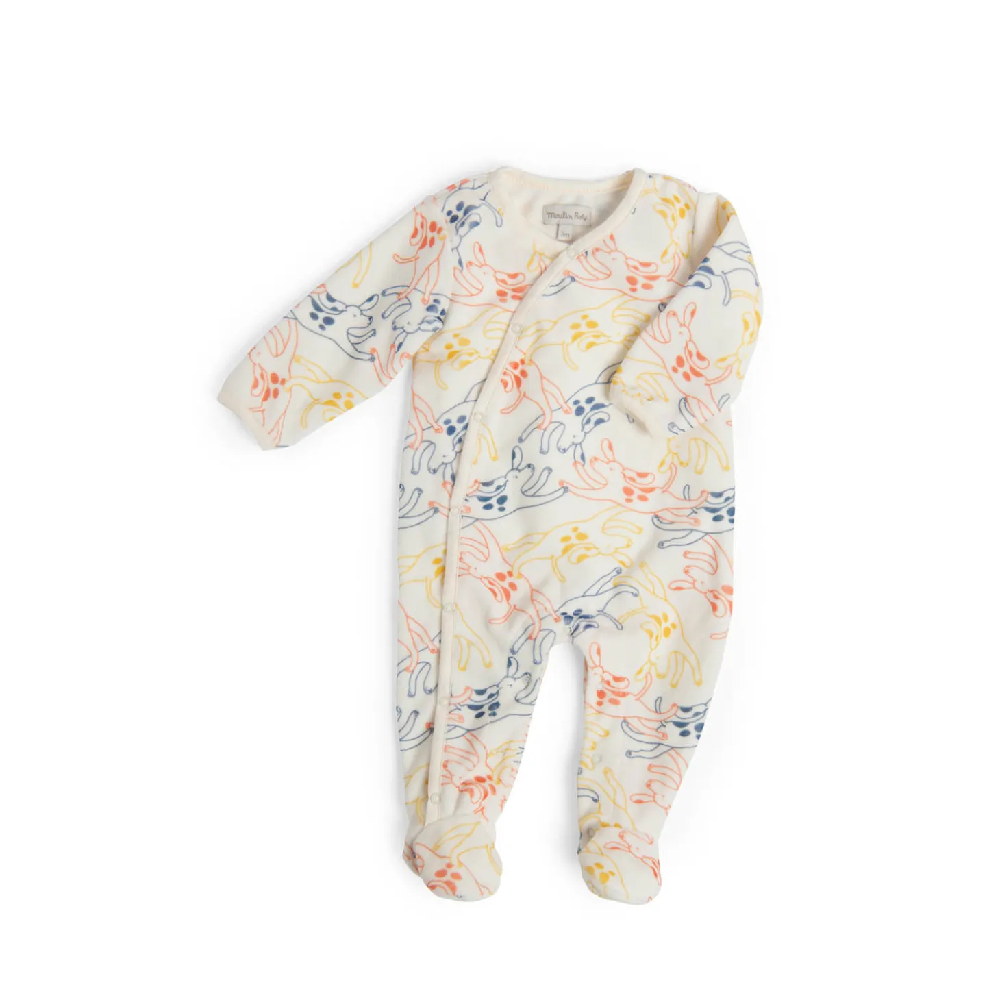 Moulin Roty Pyjama velours chiens Puce & Pilou Multicolore