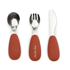Moulin Roty Set couverts silicone La forêt Mawa Marron/ vert
