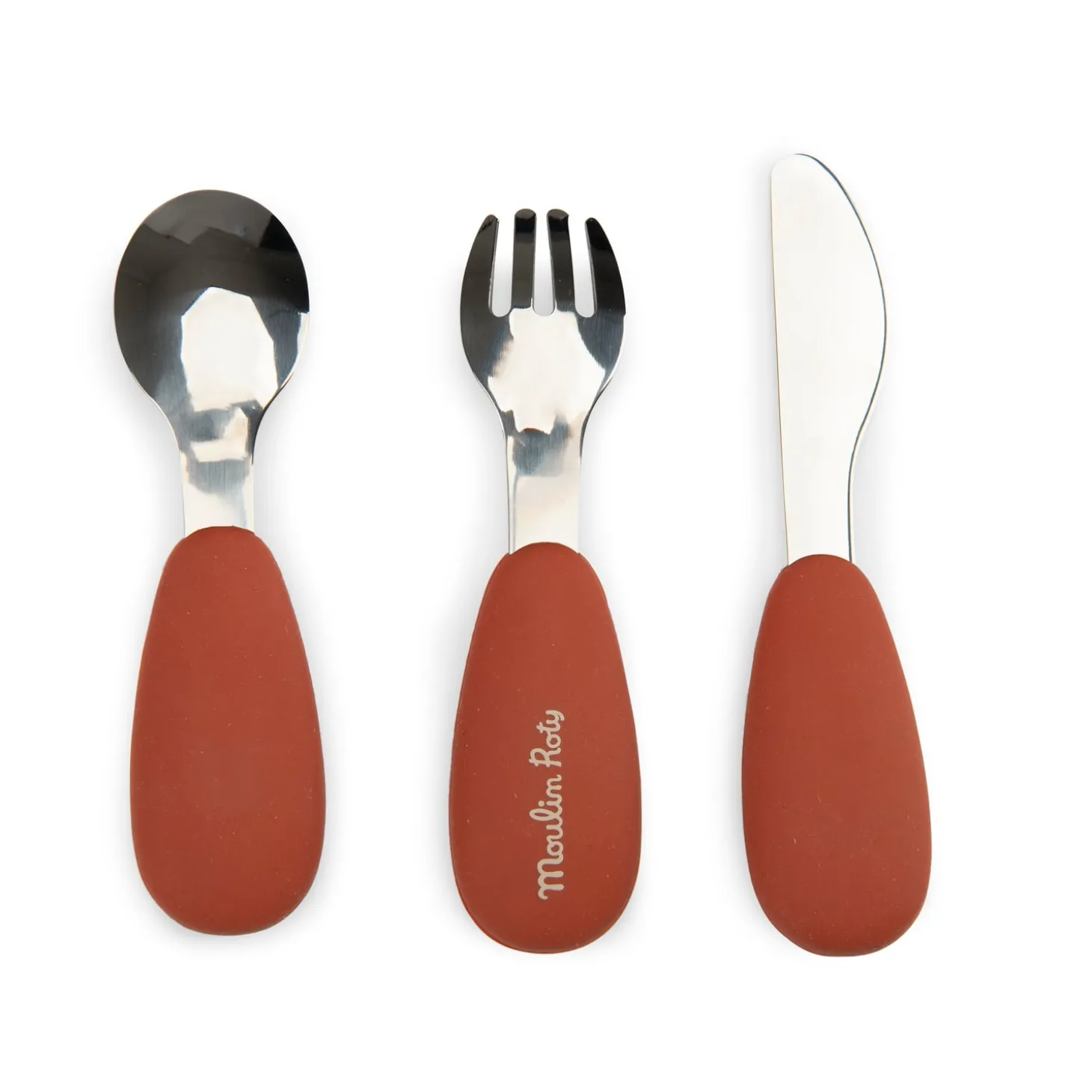 Moulin Roty Set couverts silicone La forêt Mawa Marron/ vert