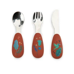 Moulin Roty Set couverts silicone La forêt Mawa Marron/ vert