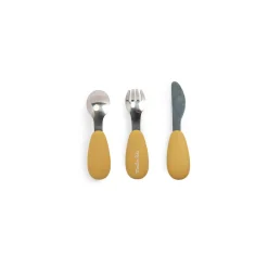 Moulin Roty                    Set couverts silicone Trois petits lapins    Ocre