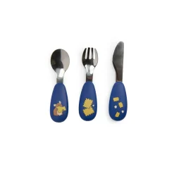 Moulin Roty Set couverts silicone Puce & Pilou Bleu/Jaune