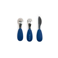 Moulin Roty Set couverts silicone Puce & Pilou Bleu/Jaune