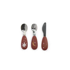 Moulin Roty                    Set couverts silicone Après la pluie    Rouge
