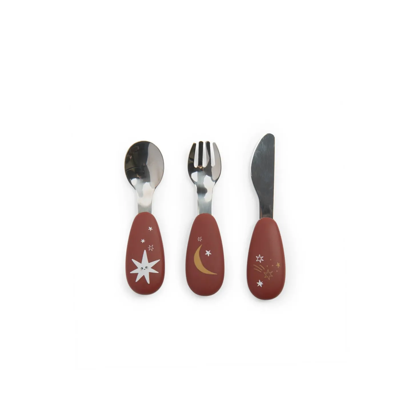 Moulin Roty Set couverts silicone Après la pluie Rouge