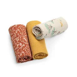 Moulin Roty Set de 3 langes imprimés La forêt Mawa Multicolore
