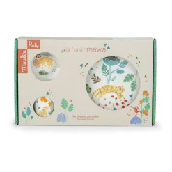 Moulin Roty Set vaisselle porcelaine La forêt Mawa Blanc/ vert