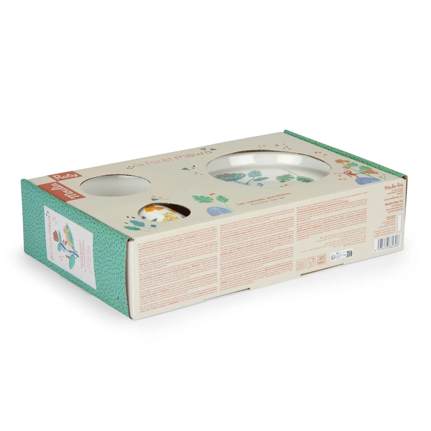 Moulin Roty Set vaisselle porcelaine La forêt Mawa Blanc/ vert