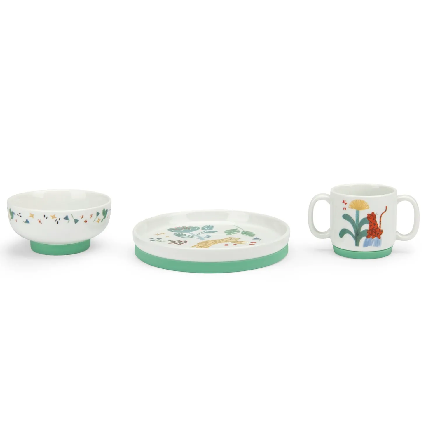 Moulin Roty Set vaisselle porcelaine La forêt Mawa Blanc/ vert