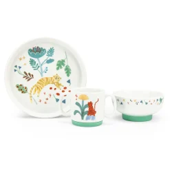 Moulin Roty Set vaisselle porcelaine La forêt Mawa Blanc/ vert