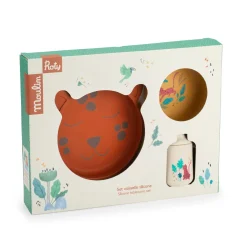 Moulin Roty Set vaisselle silicone La forêt Mawa Marron/ ocre/ beige
