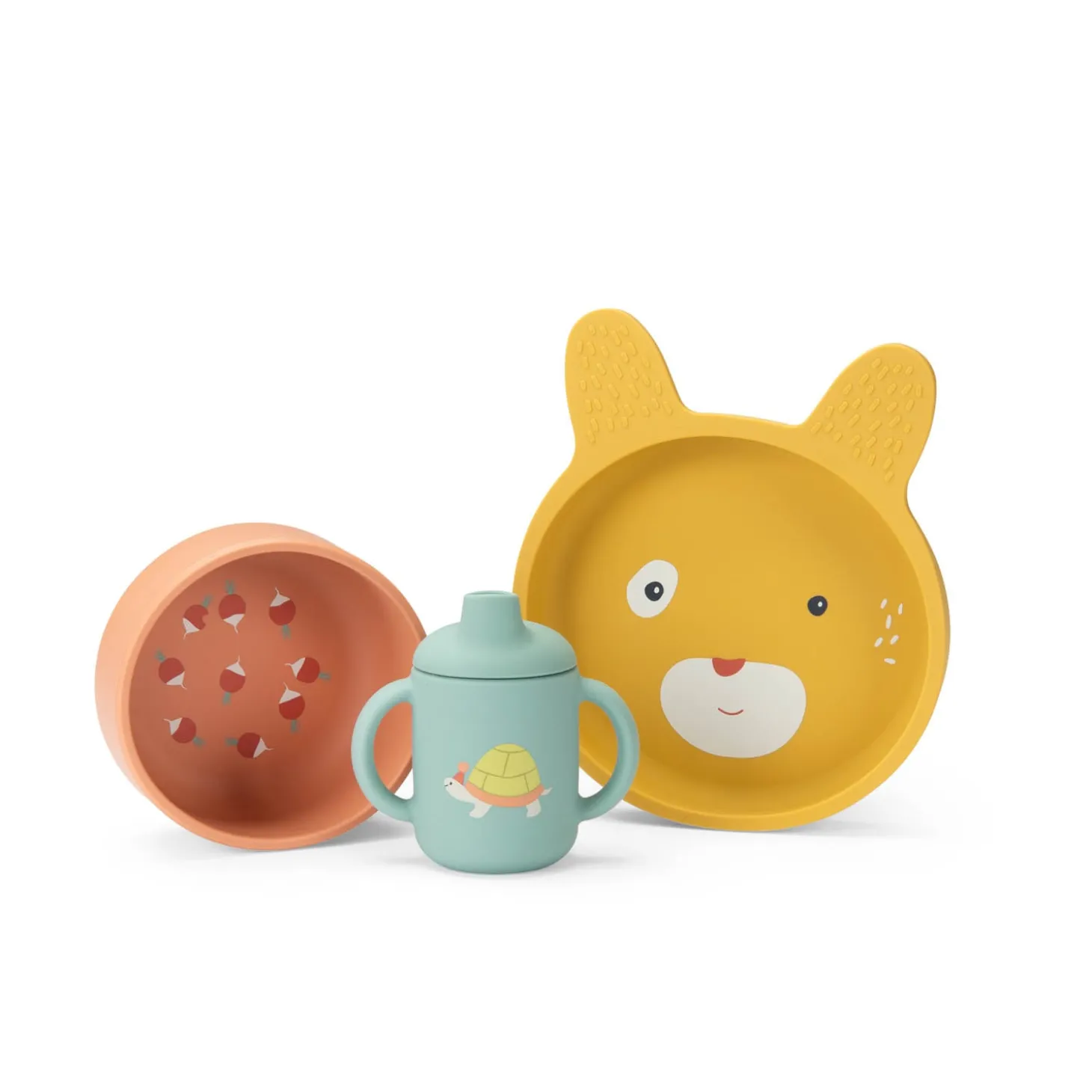 Moulin Roty Set vaisselle silicone Trois petits lapins Multicolore