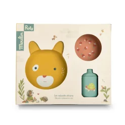 Moulin Roty Set vaisselle silicone Trois petits lapins Multicolore