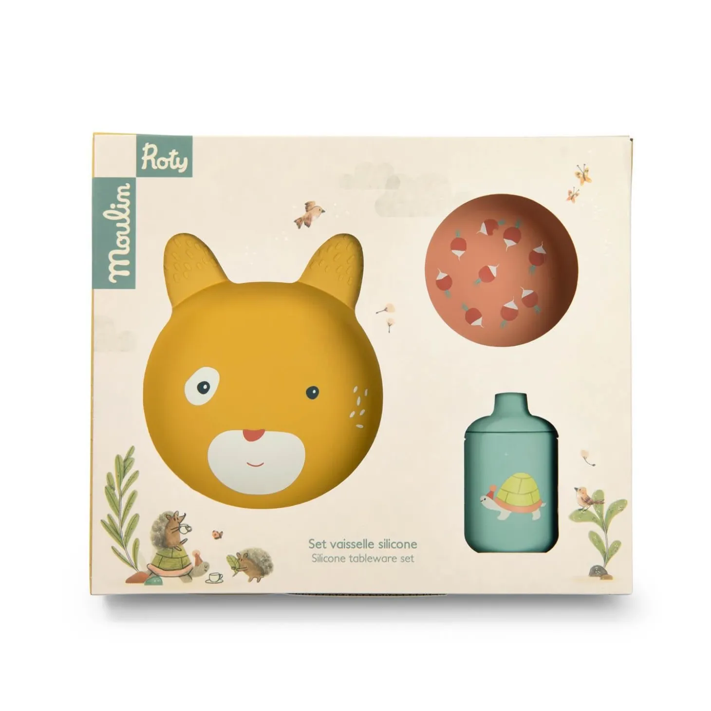 Moulin Roty Set vaisselle silicone Trois petits lapins Multicolore