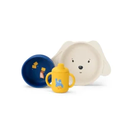 Moulin Roty Set vaisselle silicone Puce & Pilou Multicolore