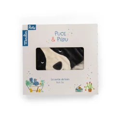Moulin Roty                    Sortie de bain Puce & Pilou    Gris/Crème