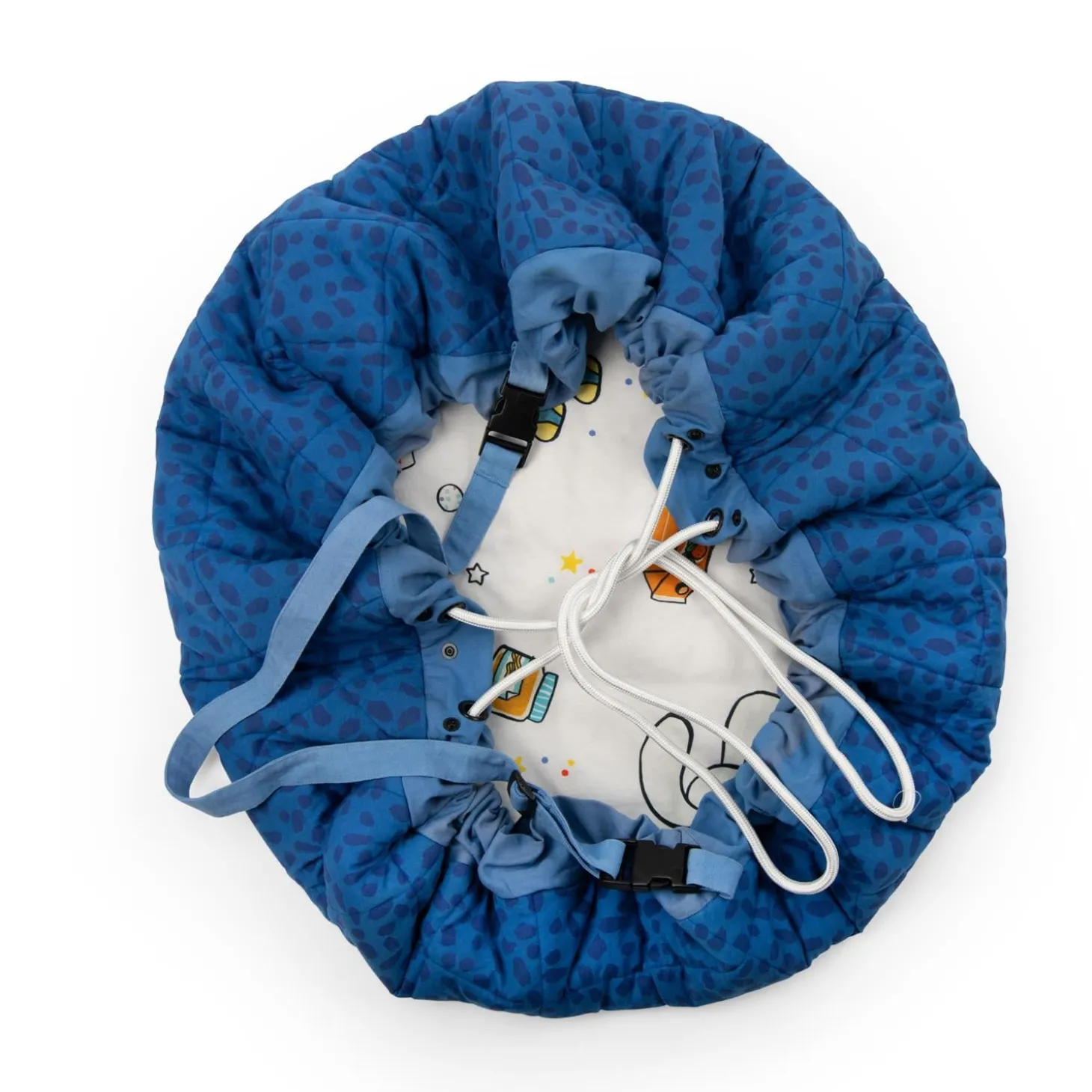 Moulin Roty Tapis de jeu /sac de rangement soft Puce & Pilou Bleu Et Blanc
