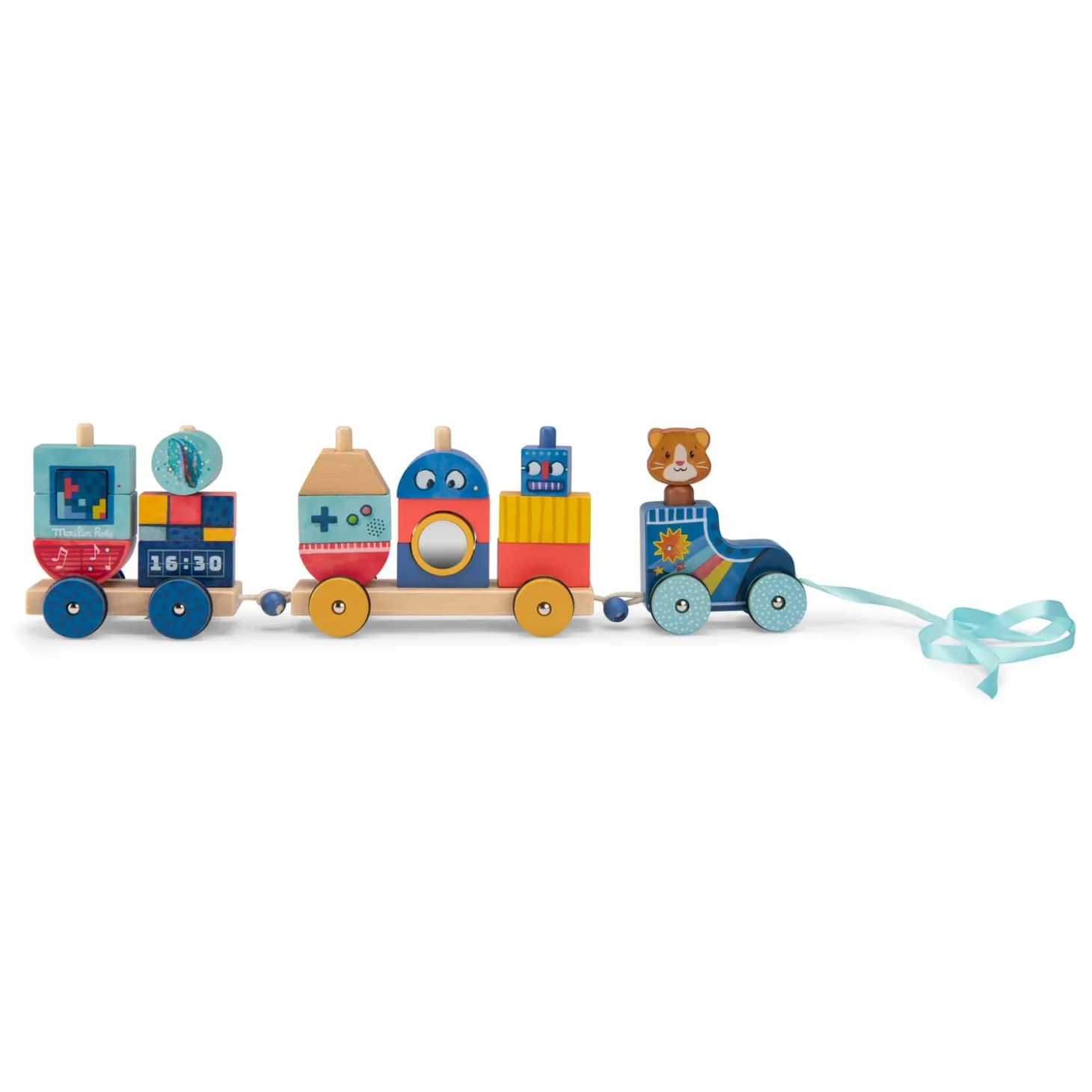 Moulin Roty Train roller à tirer Puce & Pilou Multicolore