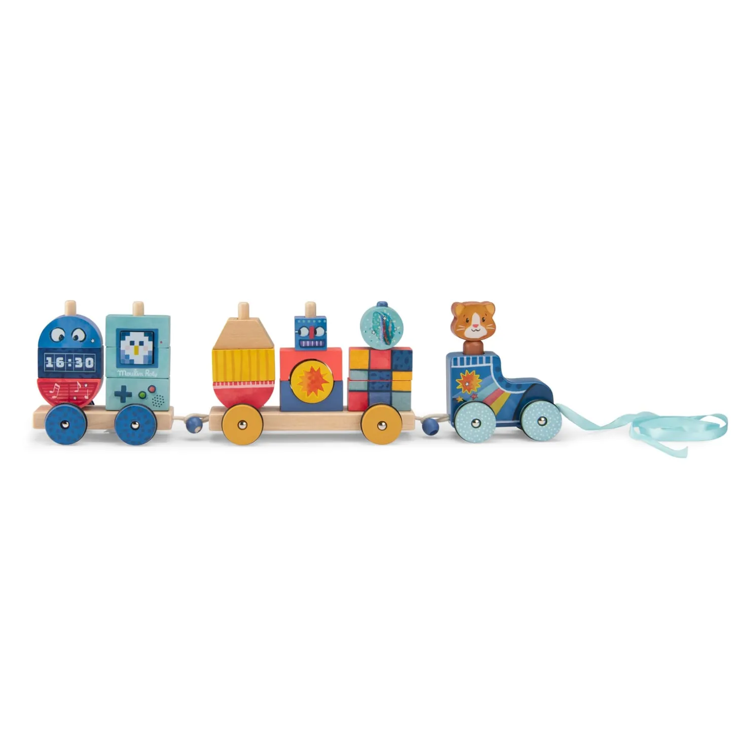 Moulin Roty Train roller à tirer Puce & Pilou Multicolore