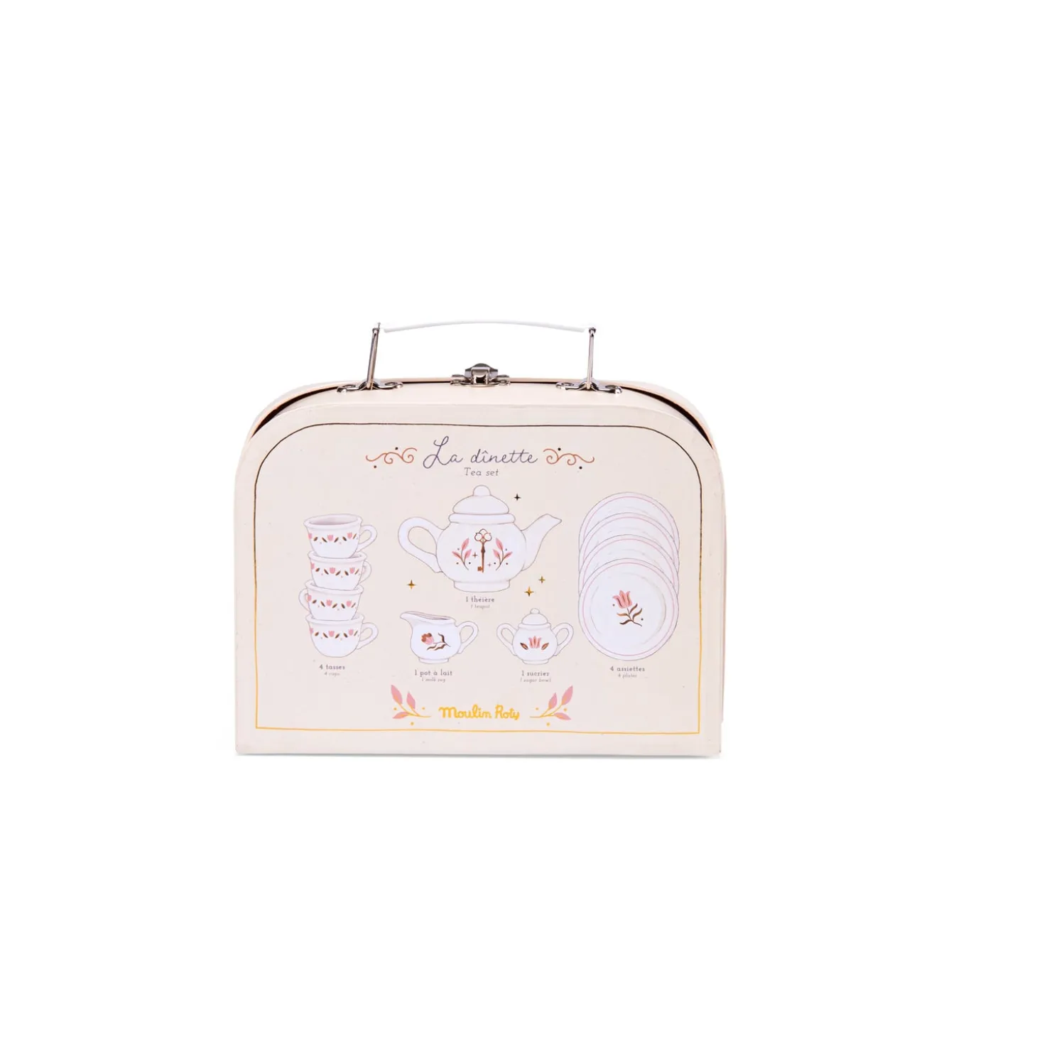 Moulin Roty Valise dînette thé porcelaine La petite école de danse Crème/rose