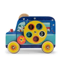 Moulin Roty                    Voiture multiactivités Puce & Pilou    Bleu/ jaune