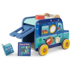 Moulin Roty                    Voiture multiactivités Puce & Pilou    Bleu/ jaune