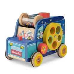 Moulin Roty                    Voiture multiactivités Puce & Pilou    Bleu/ jaune
