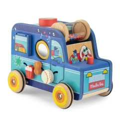 Moulin Roty                    Voiture multiactivités Puce & Pilou    Bleu/ jaune