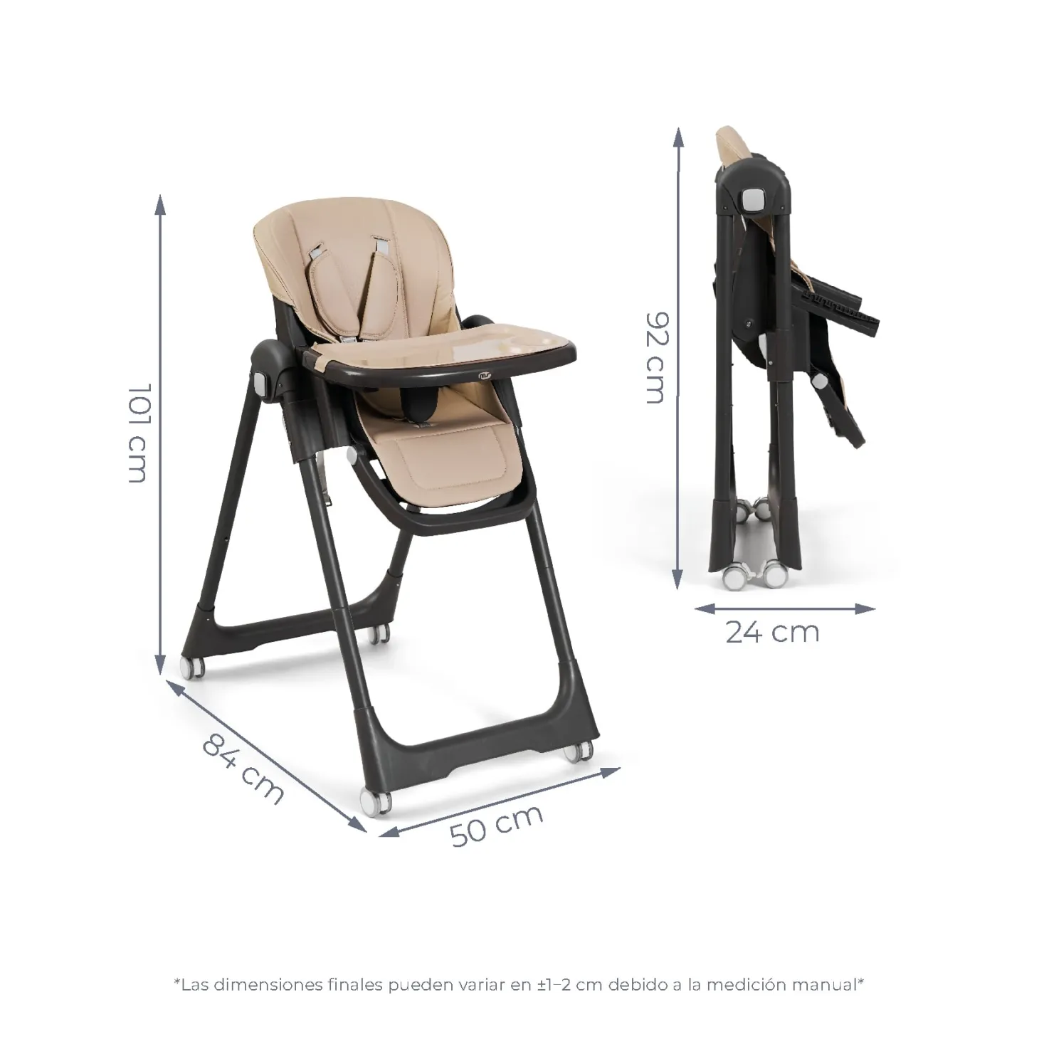 MS Innovaciones Chaise haute Tasty Eco Beige Châssis Foncé