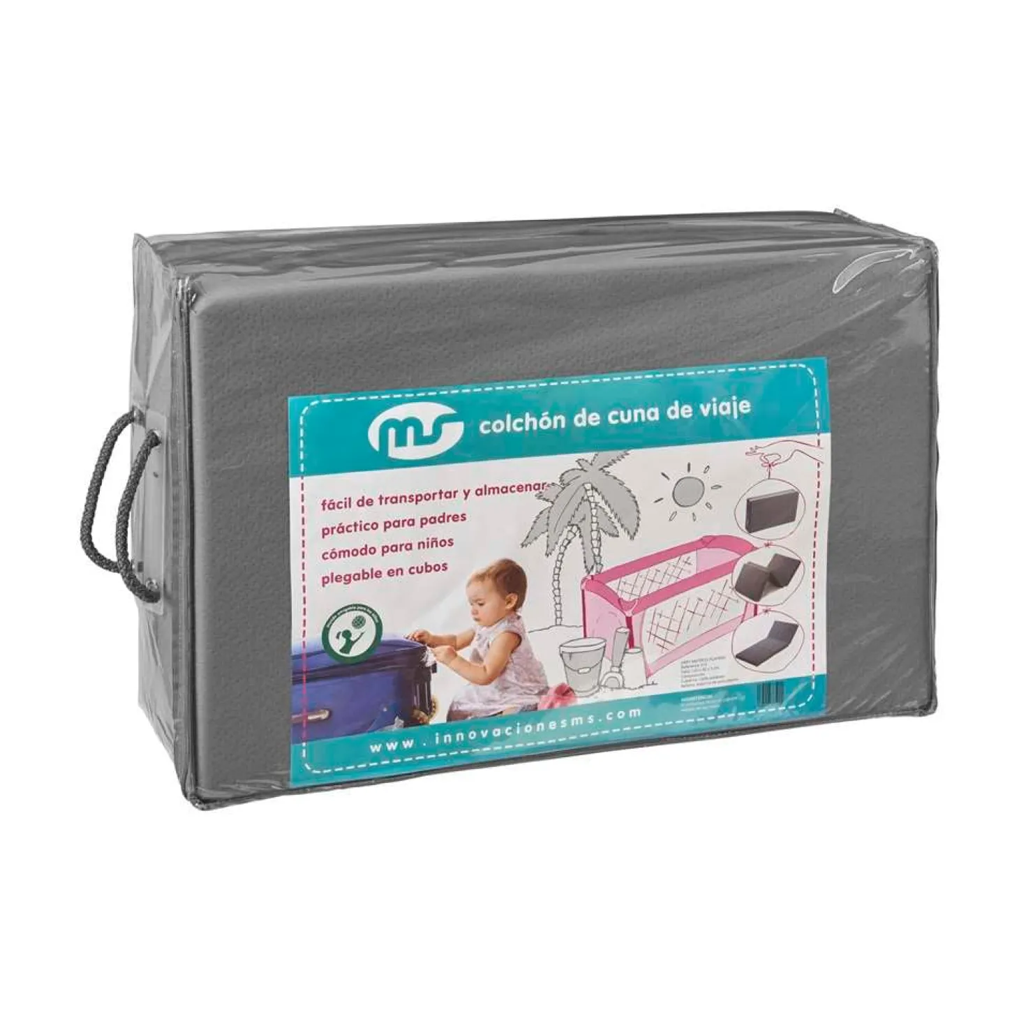 MS Innovaciones Matelas berceau Gris 120x60 cm